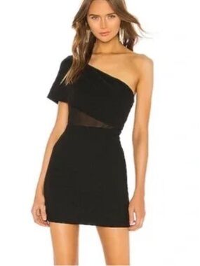 superdown Black One-Shoulder Bodycon Dress